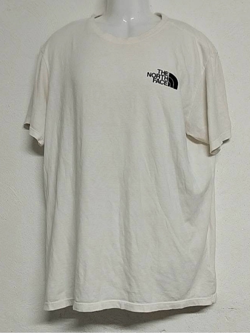 The North Face Men's Off-White Crewneck Tee with Black Logo